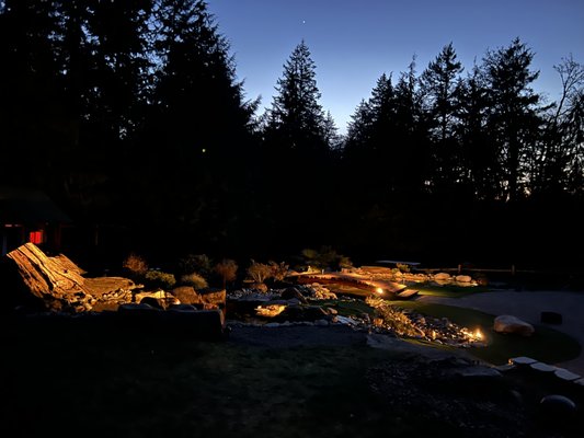 Backyard design installation - This was a full backyard installation done by Garland Landscape. These photos feature some of the outdoor lighting on this project for amazing evening and nighttime enjoyment!