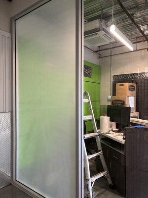 Office window tinting. We used White frosted film for this commercial project - We carry a wide range of commercial and residential films like white frost, blackout and reflective Office window tinting. We used White frosted film for this commercial project - We carry a wide range of commercial and residential films like white frost, blackout and reflective