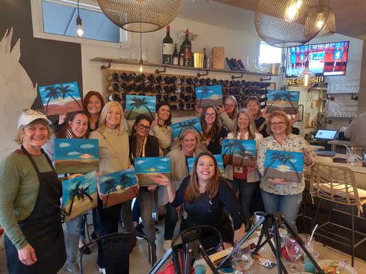 Paint & Sip Team Building Event - Join us for a fun and creative team building experience at our paint and sip class! For just $45 per person, you'll enjoy an evening of painting the beach scene at a local Italian restaurant. Our talented instructor will guide you through the painting process step by step, so you don't need any prior painting experience. 

As you paint, you'll have the opportunity to chat with your colleagues and get to know them better in a relaxed and supportive environment. Whether you're a seasoned artist or a complete beginner, you'll leave with a beautiful painting that you can be proud of. 

Our paint and sip class is the perfect way to bond with your team and unwind after a long day at work. So why not join us and unleash your inner artist? We can't wait to see you there!