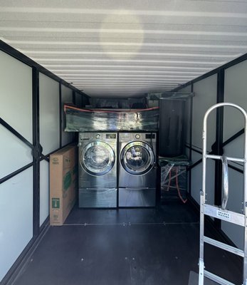Container Loading - A Portland family needed us for a big move after seeing how we helped their neighbor! We loaded all, including a Traeger, washer, dryer, fridge and a mountain of boxes, into two 20ft Storage2U containers. Container Loading - A Portland family needed us for a big move after seeing how we helped their neighbor! We loaded all, including a Traeger, washer, dryer, fridge and a mountain of boxes, into two 20ft Storage2U containers.