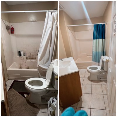Bathroom cleaning - Be
fore and after Bathroom cleaning - Be
fore and after
