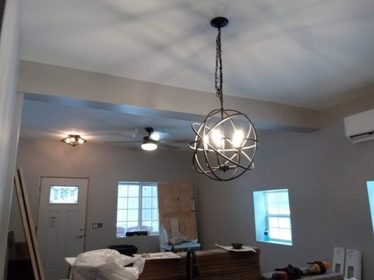David's full home remodel. - The owner and father worked on this house for awhile and we got called to paint the walls which were 3 different colors and all the 10 ft ceilings were all white along with the walls all being three different colors throughout the house. Then we have installed all the lighting in his home wiring in his wireless switches which can be controlled anywhere with his phone. We installed his fans and installed and stained all of his casing of every door way in his home and stained all the barn doors which he has in every opening of every doorway his barn doors are on sliding frames which we installed also. Then we installed all his blinds all of the upper cabinets in his home along with the herringbone tile down his main hallway which we installed also and grouted. His home started with a painting project and we ended up finishing his home to get his occupancy permit so he can move in finally a long awaited move in for him and his family. This is what we do for every customer we start with a small project and we do such good work and they want us to do everything they have that needs to be done and we do it as if it were are own home. That is why we get as much work as we do. We hope to hear from you soon no matter the size of the project we would love to come and help you out with it and you would be glad you had us do it as it is amazing for a price you can afford. Hope to talk to you soon. David's full home remodel. - The owner and father worked on this house for awhile and we got called to paint the walls which were 3 different colors and all the 10 ft ceilings were all white along with the walls all being three different colors throughout the house. Then we have installed all the lighting in his home wiring in his wireless switches which can be controlled anywhere with his phone. We installed his fans and installed and stained all of his casing of every door way in his home and stained all the barn doors which he has in every opening of every doorway his barn doors are on sliding frames which we installed also. Then we installed all his blinds all of the upper cabinets in his home along with the herringbone tile down his main hallway which we installed also and grouted. His home started with a painting project and we ended up finishing his home to get his occupancy permit so he can move in finally a long awaited move in for him and his family. This is what we do for every customer we start with a small project and we do such good work and they want us to do everything they have that needs to be done and we do it as if it were are own home. That is why we get as much work as we do. We hope to hear from you soon no matter the size of the project we would love to come and help you out with it and you would be glad you had us do it as it is amazing for a price you can afford. Hope to talk to you soon.