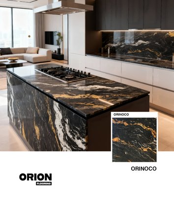 Orinoco – Luxury Granite for Modern Kitchen Countertops - Add bold sophistication and natural strength to your kitchen with Orinoco Granite, a striking natural stone known for its dramatic beauty and lasting durability. With a rich blend of deep blacks, shimmering golds, and flowing white veins, Orinoco creates a breathtaking focal point that elevates every modern interior.
Because of its bold patterning and elegant contrast, Orinoco Granite transitions seamlessly between design styles — from sleek contemporary kitchens to warm, traditional spaces. Its polished surface reflects light beautifully, while its deep color palette adds depth, drama, and visual balance to your design.
In addition, Orinoco is built to perform. Thanks to its natural resistance to heat, scratches, and stains, it remains pristine even through years of everyday use. As a result, this granite offers both the practicality homeowners need and the luxurious finish designers desire.
Furthermore, each Orinoco Granite slab is unique, displaying intricate movement and tonal variations that make every kitchen one-of-a-kind. Whether used for countertops, islands, or backsplashes, it enhances the space with elegance and energy that only natural stone can provide. Orinoco – Luxury Granite for Modern Kitchen Countertops - Add bold sophistication and natural strength to your kitchen with Orinoco Granite, a striking natural stone known for its dramatic beauty and lasting durability. With a rich blend of deep blacks, shimmering golds, and flowing white veins, Orinoco creates a breathtaking focal point that elevates every modern interior.
Because of its bold patterning and elegant contrast, Orinoco Granite transitions seamlessly between design styles — from sleek contemporary kitchens to warm, traditional spaces. Its polished surface reflects light beautifully, while its deep color palette adds depth, drama, and visual balance to your design.
In addition, Orinoco is built to perform. Thanks to its natural resistance to heat, scratches, and stains, it remains pristine even through years of everyday use. As a result, this granite offers both the practicality homeowners need and the luxurious finish designers desire.
Furthermore, each Orinoco Granite slab is unique, displaying intricate movement and tonal variations that make every kitchen one-of-a-kind. Whether used for countertops, islands, or backsplashes, it enhances the space with elegance and energy that only natural stone can provide.