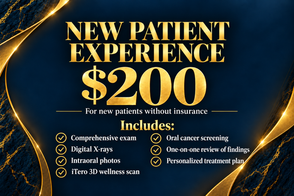 New Patient Experience - New to Neo Dental? Our comprehensive New Patient Experience is $200 for new patients without insurance.

Your visit includes a comprehensive exam, necessary digital X-rays, intraoral photos, an iTero 3D wellness scan, oral cancer screening, a one-on-one review of your findings, and a personalized treatment plan.

No pressure. No surprises. Just a thorough understanding of your oral health and a clear plan for what needs attention, what’s optional, and what can safely wait.