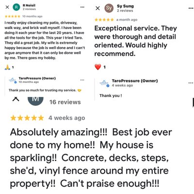 Reviews - Some reviews of my past clients