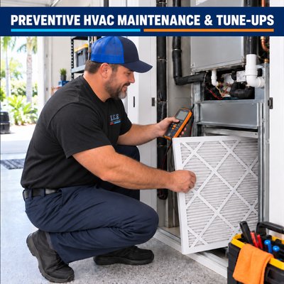 Preventive Maintenance & tune ups - Professional condenser-coil cleaning removes dirt and buildup that can reduce cooling performance. Preventive maintenance helps improve efficiency, airflow and the life of your AC system.