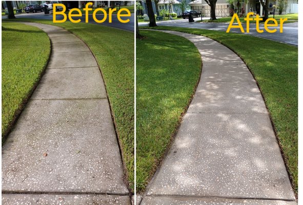 Eastmonte House - This home needed a good cleaning. We soft washed the home and pool enclosure and pressure washed the driveway and side walks. Eastmonte House - This home needed a good cleaning. We soft washed the home and pool enclosure and pressure washed the driveway and side walks.