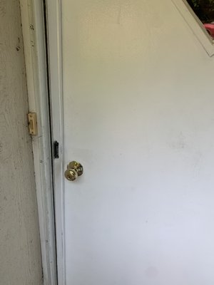 Fresh installation of a deadbolt - Fresh installation of a deadbolt on a wooden door. Fresh installation of a deadbolt - Fresh installation of a deadbolt on a wooden door.