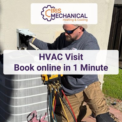 Seasonal Offerings - Explore our latest Summer HVAC Specials, including a complimentary HVAC diagnostic and limited-time installation offers.
Book your free in-home HVAC diagnostic or estimate online, or call (669) 348-3448. We'll evaluate your home's needs and help restore your comfort fast.
Schedule your visit: https://calendly.com/irismech-info/visit Seasonal Offerings - Explore our latest Summer HVAC Specials, including a complimentary HVAC diagnostic and limited-time installation offers.
Book your free in-home HVAC diagnostic or estimate online, or call (669) 348-3448. We'll evaluate your home's needs and help restore your comfort fast.
Schedule your visit: https://calendly.com/irismech-info/visit