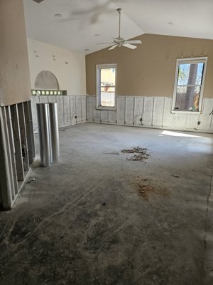 Hurricane Damage House Rewire - This is a job we are currently doing that had some hurricane damage done to it.  The GC demo the drywall up to 5 feet in height.  We were asked to rewire anything that got wet and bring up to the 2020 code including the service panel.