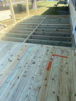 deck with handicap ramp - the place had two steps put a new deck and ramp deck with handicap ramp - the place had two steps put a new deck and ramp
