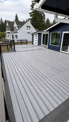 Custom Lakefront Trex Deck Remodel - This lakefront project involved replacing an aging deck with low-maintenance composite decking and composite railings with metal balusters. The multi-level design maximizes outdoor living space and waterfront views while providing lasting durability and a clean, modern appearance. Custom Lakefront Trex Deck Remodel - This lakefront project involved replacing an aging deck with low-maintenance composite decking and composite railings with metal balusters. The multi-level design maximizes outdoor living space and waterfront views while providing lasting durability and a clean, modern appearance.