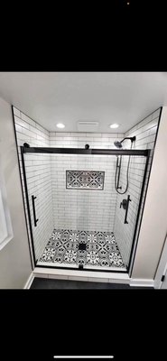 Stand-up Shower remodel - Stunning look with this subway tile on our recently finished shower remodel Stand-up Shower remodel - Stunning look with this subway tile on our recently finished shower remodel
