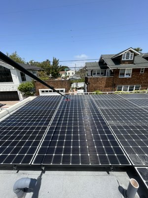 Solar Panel Cleaning - We scrub each solar panel with our water fed pole and specialized solar scrub brush attachment. Next we cascade ultra pure water(under 5PH), using our reverse osmosis filtration tank.  Proper cleaning will maximize efficiency and savings.