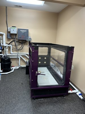 Underwater Treadmill - Coming Soon! Underwater treadmill installation is beginning 7/25/24! Underwater treadmill is not ideal for every patient, but it's a great way to highlight subtle lamenesses. It's also really good for conditioning patients that are competing in sports or working dogs. It is helpful in recovery from some surgeries and in helping some paralyzed patients to walk again. We look at each patient and determine which patients might receive benefit from this modality. We have lots of other options for those who are not good candidates for underwater treadmill. Underwater Treadmill - Coming Soon! Underwater treadmill installation is beginning 7/25/24! Underwater treadmill is not ideal for every patient, but it's a great way to highlight subtle lamenesses. It's also really good for conditioning patients that are competing in sports or working dogs. It is helpful in recovery from some surgeries and in helping some paralyzed patients to walk again. We look at each patient and determine which patients might receive benefit from this modality. We have lots of other options for those who are not good candidates for underwater treadmill.