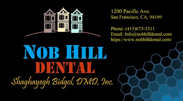 Nob Hill Dental - Located in San Francisco, CA, Nob Hill Dental is your local, comprehensive dental solution for the entire family. We serve San Francisco, Pacific Heights, Russian Hill, North Beach/Telegraph Hill, Marina/Cow Hollow, Van Ness/Civic Center, SoMa, Hayes Valley, Western Addition, and the Financial District.
Our caring and efficient team offers comprehensive dentistry using the latest technology to ensure your visit is quick and virtually pain-free. We see patients on Saturdays and cater to schedule to make sure you get the care you need when you need it. Nob Hill Dental - Located in San Francisco, CA, Nob Hill Dental is your local, comprehensive dental solution for the entire family. We serve San Francisco, Pacific Heights, Russian Hill, North Beach/Telegraph Hill, Marina/Cow Hollow, Van Ness/Civic Center, SoMa, Hayes Valley, Western Addition, and the Financial District.
Our caring and efficient team offers comprehensive dentistry using the latest technology to ensure your visit is quick and virtually pain-free. We see patients on Saturdays and cater to schedule to make sure you get the care you need when you need it.