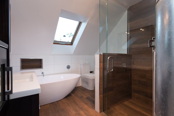 Modern Bathroom Upgrade - This renovation was performed on a very dated existing bathroom. The owner let me take control of the design, and we had a blast. Modern Bathroom Upgrade - This renovation was performed on a very dated existing bathroom. The owner let me take control of the design, and we had a blast.