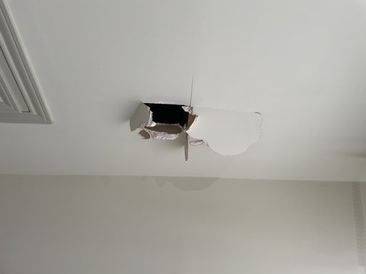 Sheetrock repair - Hey crew of solar panel installers damage the drywall during installation and they called Rolling Nations Painting to fix the damage! Sheetrock repair - Hey crew of solar panel installers damage the drywall during installation and they called Rolling Nations Painting to fix the damage!