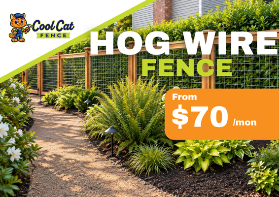 Hog Wire Fence - The hog-wire style fence is known for enhancing curb appeal while not compromising visibility and the openness of your space. Hog Wire Fence - The hog-wire style fence is known for enhancing curb appeal while not compromising visibility and the openness of your space.