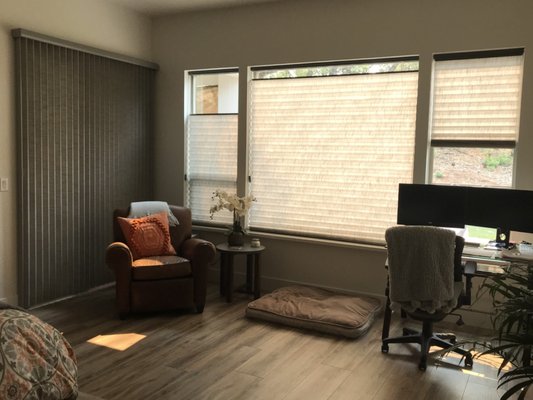 2" Honeycomb Shade - Cameron Park - Tim just purchased a new home in Cameron Park that needed window coverings for privacy.  We installed these lovely 2" Hybrid Pleat by Alta and they are lovely  They are energy efficient and decorative wrapped up in one pretty package.
