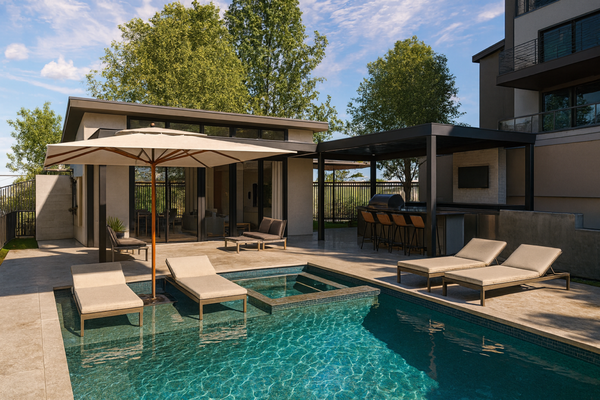 Loomis Pool House and Outdoor Design - Over 2500 sq ft outdoor area for an existing three-story house located in Loomis northern California. We did the design for the pool, the house pool, the outdoor kitchen, kids play area, and the landscape around. we discussed few options with the homeowners and marked the layout on site which made it easier for the homeowner to get the scene of the site plan and the design. This project is still yet to be constructed soon, and we will post more photos of the completed project. Loomis Pool House and Outdoor Design - Over 2500 sq ft outdoor area for an existing three-story house located in Loomis northern California. We did the design for the pool, the house pool, the outdoor kitchen, kids play area, and the landscape around. we discussed few options with the homeowners and marked the layout on site which made it easier for the homeowner to get the scene of the site plan and the design. This project is still yet to be constructed soon, and we will post more photos of the completed project.
