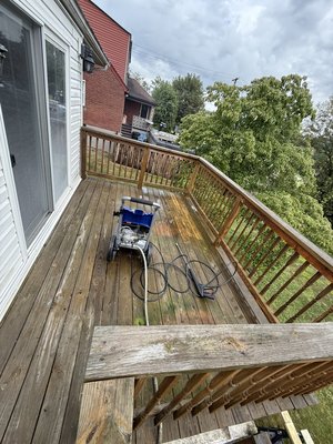 Deck update - Customer called and wanted to bring his deck back to life we pressure washed the whole deck and stairs. Let it dry out and repainted the deck and the stairs and the railings