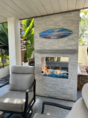 RSM Fireplace - Beautiful block fireplace with stone veneer. RSM Fireplace - Beautiful block fireplace with stone veneer.