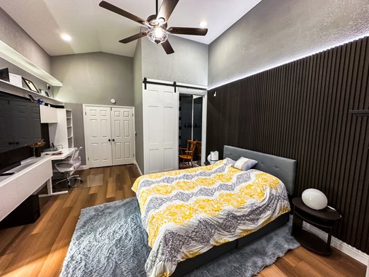 LVP Installation, Painting & Bedroom Remodel - At WOBO Construction Inc., we recently completed a comprehensive home makeover that included a stunning bedroom remodel, Luxury Vinyl Plank (LVP) flooring installation, and a fresh coat of paint throughout the house. 🛠️🏡 The bedroom was transformed into a serene, stylish retreat with custom finishes and attention to detail. 🌟 We also designed and built a beautifully crafted walk-in closet, offering maximum functionality and elegance, perfectly complementing the overall aesthetic of the room. 👗🚪 Ready to elevate your home with a complete transformation? Contact us today and let's bring your vision to life! 🚀 LVP Installation, Painting & Bedroom Remodel - At WOBO Construction Inc., we recently completed a comprehensive home makeover that included a stunning bedroom remodel, Luxury Vinyl Plank (LVP) flooring installation, and a fresh coat of paint throughout the house. 🛠️🏡 The bedroom was transformed into a serene, stylish retreat with custom finishes and attention to detail. 🌟 We also designed and built a beautifully crafted walk-in closet, offering maximum functionality and elegance, perfectly complementing the overall aesthetic of the room. 👗🚪 Ready to elevate your home with a complete transformation? Contact us today and let's bring your vision to life! 🚀