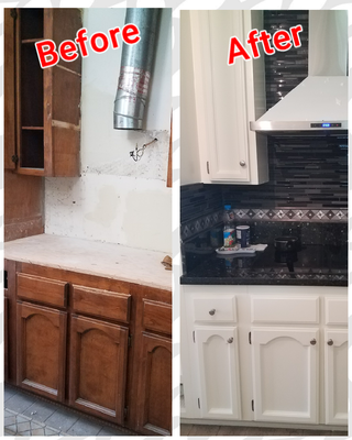 Cabinet Repainting - "The customer wanted to do upgrades to their kitchen, and their cabinets were outdated in color and style. We prime, prep, and painted their cabinets to make them look new and beautiful again." Cabinet Repainting - "The customer wanted to do upgrades to their kitchen, and their cabinets were outdated in color and style. We prime, prep, and painted their cabinets to make them look new and beautiful again."