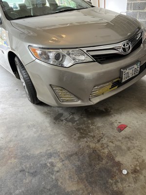 2018 Toyota Corolla - This person contact and told me come to there home to fix there front bumper had it done in one hour at there home