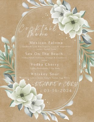 Personalized Menus - Castillo’s cantina offers personalized menus at no extra charge !