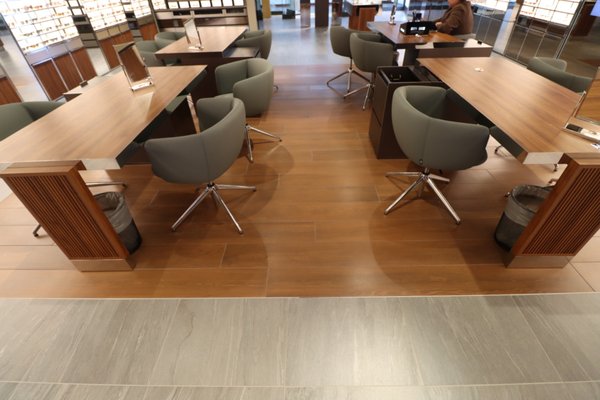 Lenscrafters remodel in San Francisco - The remodeled Lenscrafters flooring job showcases a stunning and aesthetically pleasing transformation, with carefully chosen materials and expert installation techniques that have enhanced the overall appearance of the store