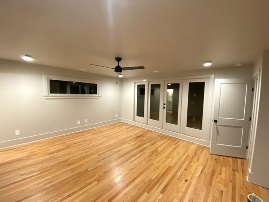 Repose Gray SW. - Such a great experience working with one of the most modern and subtle colors directly from mother nature this repose gray was evenly applied after multiple primer coats and sanding, outstanding room.