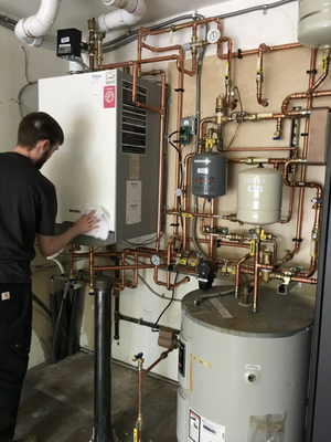 Bainbridge Island Boiler Project - This was an existing system that was installed improperly. The customer had several other companies out to try to fix a variety of issues that included not enough domestic hot water and low heat in areas of the home. We kept the original boiler and removed all of the existing piping and controls, then piped the boiler properly so the house would heat properly. We also came up with a solution to make sure they always have adequate Domestic Hot Water and made those piping changes. A lot of systems we see and are called on to repair were installed improperly. We repipe and reconfigure systems so the customer will have better comfort in the home and less energy costs heating the home. We take great pride in our installations knowing they are correct and serviceable in the future. Bainbridge Island Boiler Project - This was an existing system that was installed improperly. The customer had several other companies out to try to fix a variety of issues that included not enough domestic hot water and low heat in areas of the home. We kept the original boiler and removed all of the existing piping and controls, then piped the boiler properly so the house would heat properly. We also came up with a solution to make sure they always have adequate Domestic Hot Water and made those piping changes. A lot of systems we see and are called on to repair were installed improperly. We repipe and reconfigure systems so the customer will have better comfort in the home and less energy costs heating the home. We take great pride in our installations knowing they are correct and serviceable in the future.