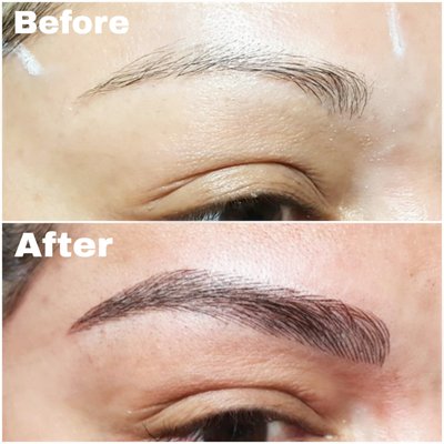 Microblading, Shading & MicroShading Eyebrows - It is a semi-permanent makeup technique used by many people all around the world to beautify the eyebrows by giving a natural appearance to them, by either simulating hair on the areas where there is none or designing 100% of the eyebrow when the client suffers from alopecia. It is completely different than the old technique of eyebrow contouring (cejas compactadas). This could last between 12 and 24 months, depending on the skin type.
The microblading works by applies small strokes that simulate the real eyebrow hairs, these are designed with a pen and bunch of 12 or more very thin needles that go into the first layer of the skin (epidermis) to insert the pigment. In some cases a machine could be used (dermograph). Microblading, Shading & MicroShading Eyebrows - It is a semi-permanent makeup technique used by many people all around the world to beautify the eyebrows by giving a natural appearance to them, by either simulating hair on the areas where there is none or designing 100% of the eyebrow when the client suffers from alopecia. It is completely different than the old technique of eyebrow contouring (cejas compactadas). This could last between 12 and 24 months, depending on the skin type.
The microblading works by applies small strokes that simulate the real eyebrow hairs, these are designed with a pen and bunch of 12 or more very thin needles that go into the first layer of the skin (epidermis) to insert the pigment. In some cases a machine could be used (dermograph).