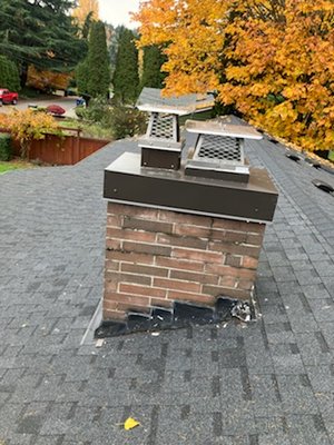 Chimney metal cap installation - Check out this chimney metal cap installation we did in our neighborhood! 🔨
Did you know, that adding a metal cap to your chimney can protect against weather elements, and prevent water damages and downdrafts? The metal cap acts as a spark arrestor, reducing the risk of fire; while also keeping animals and debris out. This ensures efficient chimney function and minimizes maintenance issues