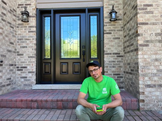 Entry Door Remodel 2024 - The owners and their daughter came in to the Naperville showroom. They found us online when looking for an Andersen front entry door with sidelights. We introduced them to Provia Doors and set them up with the info/ book. We asked them to pick maybe about 2-3 doors and we can work with them on fitting it into their budget by changing options if needed. They liked the dark color that is on the signet door that spins in the showroom, and they want 3/4 glass and are considering a storm door as well. Also the glass option they want the light but still want the privacy 

The homeowner choose a top of the line Provia Signet Door in the color Coffee Bean with a Mahogany Woodgrain, Esmond Decorative Glass and Black Hardware. 

This customer left us a 5-Star Google review after Opal Enterprises installed their brand new entry door!