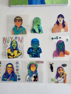 The children's pop art-style self-portraits - The children's pop art-style self-portraits.