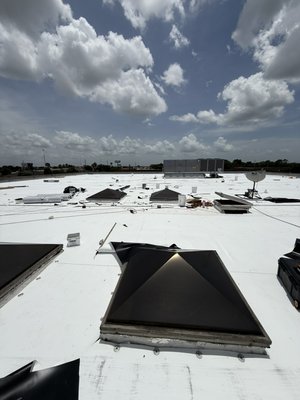 Beaumont Low- Slope Roof Renovation - This project was completed for the purpose of giving the existing roof additional years of life. A layover on top of the existing roof was chosen due to being the most affordable option at the time. 60mil IKO TPO was chosen due to its value over other similar options. Beaumont Low- Slope Roof Renovation - This project was completed for the purpose of giving the existing roof additional years of life. A layover on top of the existing roof was chosen due to being the most affordable option at the time. 60mil IKO TPO was chosen due to its value over other similar options.