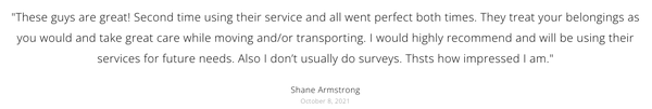 Testimonials - Call us anytime, anywhere. We’re all
prepared for your next move! Testimonials - Call us anytime, anywhere. We’re all
prepared for your next move!