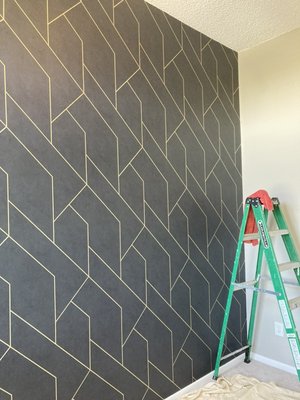Wallpaper accent wall. (Highlands, NJ) - This was an accent wall a customer requested. We came in a prepared wall for paper and installed in one day. Call Jersey Sunrise Painting for all your paint, wallpaper and epoxy needs.