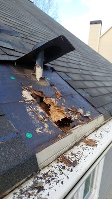 Roof repair- Rotted Decking - This a repair that Colony Roofers did on a leaking roof. There was rotted decking present under the shingles due to water damage. Decking was replaced and new shingles were installed to mitigate any further damage to the interior of the home. Roof repair- Rotted Decking - This a repair that Colony Roofers did on a leaking roof. There was rotted decking present under the shingles due to water damage. Decking was replaced and new shingles were installed to mitigate any further damage to the interior of the home.