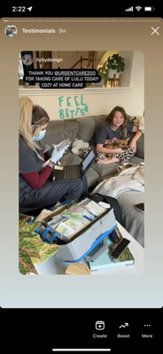 Patient seen in their home - Patient requested to be seen in their office and we were able to deliver quality care in their home. Our patient posted about our services on Instagram. Patient seen in their home - Patient requested to be seen in their office and we were able to deliver quality care in their home. Our patient posted about our services on Instagram.
