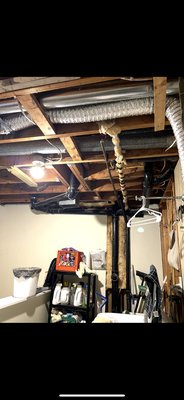 Laundry room renovation - The washing machine ceiling was renovated, new framing was installed, the drywall was hung, the drywall was finished, primed and painted, and a new light was installed.