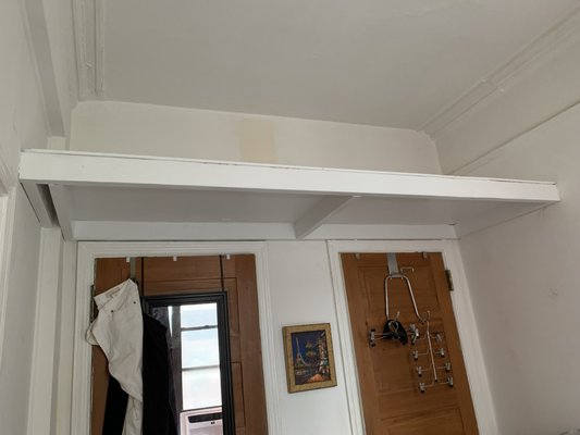Custom Built Lofted Storage Platform - This lofted storage platform was built in a short afternoon at a very affordable budget!
After a little planning, a few wall anchors and coats of paint later, this regular client had a platform that cut her yearly winter clothing storage process from 45 minutes to 3! What's even better is this platform can hold up to 300lbs!
Contact us to let us know how we can maximize your closet space today! Custom Built Lofted Storage Platform - This lofted storage platform was built in a short afternoon at a very affordable budget!
After a little planning, a few wall anchors and coats of paint later, this regular client had a platform that cut her yearly winter clothing storage process from 45 minutes to 3! What's even better is this platform can hold up to 300lbs!
Contact us to let us know how we can maximize your closet space today!