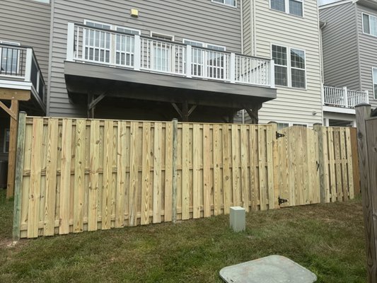 Shadowbox Wood Fence for a Townhouse - Take a look at one of our fencing projects for a townhouse. Shadowbox Wood Fence for a Townhouse - Take a look at one of our fencing projects for a townhouse.