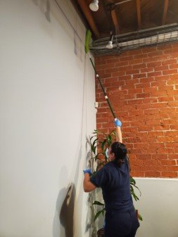 Office deep cleaning - Here we did an yearly deep clean of a large production facility which took us about four days to complete, we started from top to bottom beginning with high ceiling dusting of air conditioning ducts, high walls, window sills, light fixtures, and picture frames, then we moved to the bottom where we did dusting of computer monitors, dusting and sanitizing of chairs, desks, desk bases, baseboards, cleaning of patio and floors. Office deep cleaning - Here we did an yearly deep clean of a large production facility which took us about four days to complete, we started from top to bottom beginning with high ceiling dusting of air conditioning ducts, high walls, window sills, light fixtures, and picture frames, then we moved to the bottom where we did dusting of computer monitors, dusting and sanitizing of chairs, desks, desk bases, baseboards, cleaning of patio and floors.