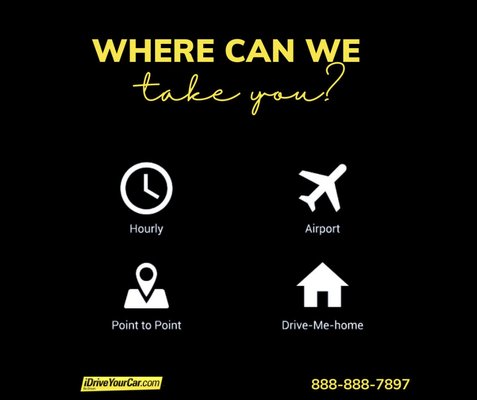 Be driven in the comfort of your own car! - Your own personal driver at half the cost of a limo Be driven in the comfort of your own car! - Your own personal driver at half the cost of a limo