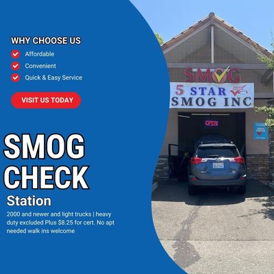 5 Star Smogs! - Stop by today for your 5 Star Smog! 5 Star Smogs! - Stop by today for your 5 Star Smog!