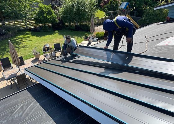 NU-Ray Standing Seam Metal Install Edmonds WA - NuRay 26 gauge standing seam metal was installed in Edmonds, WA. NU-Ray Standing Seam Metal Install Edmonds WA - NuRay 26 gauge standing seam metal was installed in Edmonds, WA.